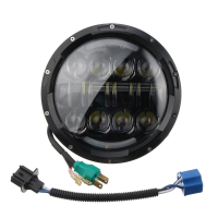 7Inch 75w H4 H13 Hi Lo Led Headlight Round Silver Black For Jeep Harley/land Rover