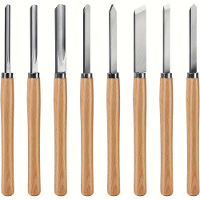 8 Delige professionele houtdraaibeitels set met hogesnelheidsstalen bladen, draaibeitels kit met schuine beitel, afsnijm