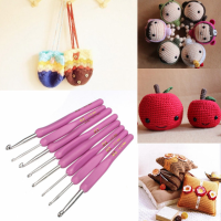 8 Sizes Plastic Handle Aluminum Crochet Hooks Needles 2.5 6.0Mm