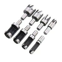 8 Stuks Carbon Staal Houtplug Cutter Set Houtbewerkingsboorbits Ronde Schacht Rechte en Getaperde Taper Snijgereedschap