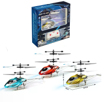 8011 Goud / Blauw / Rood 2CH LED Licht Aanraak Inductieve Vlucht RC Helikopter RTF