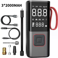 80W Draagbare Elektrische Luchtpomp Powerbank 2000mAh x 3 Draadloze Auto Luchtpomp Voor Auto Banden Fietsen met LED Nood