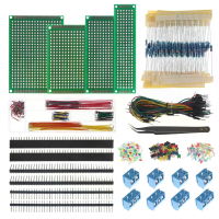 844 Stuks DIY Elektronica Kit Dubbelzijdige PCB boards met 3 mm 5 mm LED diodes, metalen filmweerstanden, jumper wires,