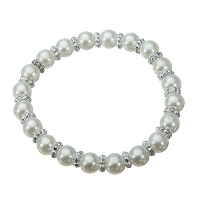 8Mm White Black Elastic Stretch Imitation Pearl Bracelet