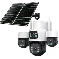 8MP 5X Zoom AOV Zonnebeveiligingscamera Multi view Draadloze Buitencamera 4G HD 360° Beeld Kleur Nachtzicht AI Mensen De