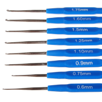 8Pcs Blue Plastic Crochet Hook Knitting Needle Weave Craft Sewing Fitting