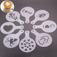 8Pcs Valentine Cappuccina Latte Mold Coffee Art Coffee Diy Printing Mold
