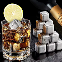 8STK 304 Rvs IJsblokjes Set Herbruikbare Koelstenen voor Whiskey Wijn Wijn Koelblok Koelsteen Feest Bar Tool