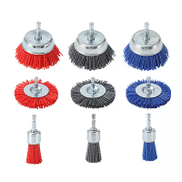 9 Delige filament abrasieve nylonborstelset roestverfverwijderaar 1/4 inch hex boorschacht metalen hout plastic reiniger