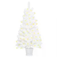 90 Cm Kerstboom Kunstmatige Feestdag Kerst 250 Takken met 150 Warme LED Lampen voor Thuis, Kantoor, Feestdecoratie