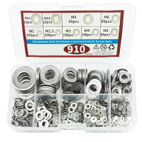 910 Stuks/200 stuks 9 maten 304 roestvrijstalen vlakke ringetjes assortiment kit M2 M2.5 M3 M4 M5 M6 M8 M10 M12 Geschikt