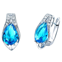 925 Silver Crystal Rhinestone Oval Shape Stud Earrings For Women