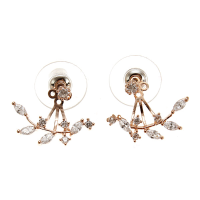 925 Silver Needle Leaves Cubic Zircon Crystal Stud Earrings For Women