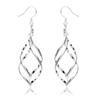 925 Silver Plated Earrings Double Banana Shape Ear Drop Jewelry