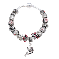 925 Silver Plated Tibetan Murano Glass Beads Crystal Fish Bracelet
