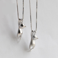 925 Sterling Pure Silver Necklace Cat Pendant Lovely Sweet Jewelry
