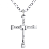 925 Sterling Silver Cubic Zircon Cross Necklace Pendant Men Women