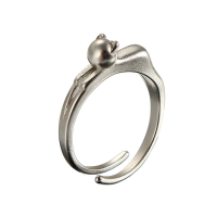 925 Sterling Silver Cute Cat Opening Ring For Women Adjustable