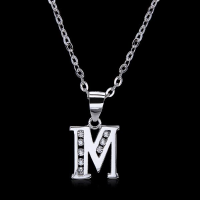 925 Sterling Silver Rhinestone Letter Charm Pendant Jewelry A To Z