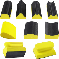 9PCS Hand Schuurblokken Set Veelzijdige Geprofileerde Vorm Gele Middelmatige Dichtheid Polyurethaan Schuim Convexe en Co