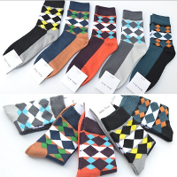 A.E.Shon Men's Rhombus Socks Soft Contrast Socks