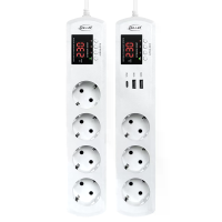 Aanpasbare spanning  en stroombeveiligingsuitbreidingsstekker met AC  en USB uitgangen, 1,5 m snoer, 3200 W, 16 A, 140 3