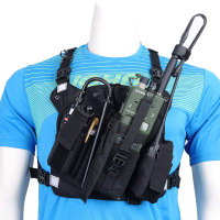 ABBREE Walkie Talkie Tactische Opslag Borst Tas Draagbare Schouderbanden Harnas Rugzak voor UV 5R BF F8HP UV 82 TYT Ham