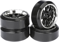 Absima 1:10 Straatmodel Complete wielen Drifter C Honingraat Zwart chroom 4 stuks