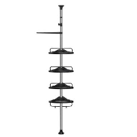 Verstelbaar Doucherek   85 305 cm   met 4 Vakken   3 Haken   Grijs