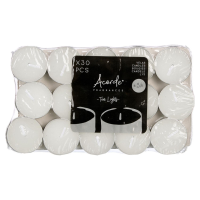 Acorde theelichtjes/waxinelichtjes   wit   30x   3 branduren