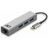 ACT Connectivity 3 Poorts USB C 3.2 (USB 3.0) Hub met Gigabit ethernet poort usb hub