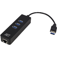 ACT Connectivity AC6310 USB Hub 3.2 Met 3 USB A poorten en ethernet usb hub