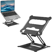 ACT Connectivity Laptopstandaard, aluminium, inklapbaar, traploos in hoogte verstelbaar