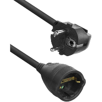 ACT Connectivity Netsnoer verlengkabel CEE 7/7 male (haaks)   CEE 7/7 female zwart