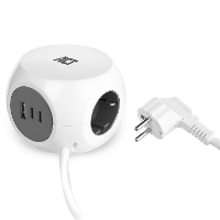 ACT Connectivity Stekkerdoos kubus met 3 stopcontacten, 30W Power Delivery USB C/A poorten, kabellengte 1,5m stekkerdoos Type F