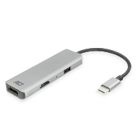 ACT Connectivity USB C 4K multiport adapter voor 2 HDMI schermen, USB A datapoort