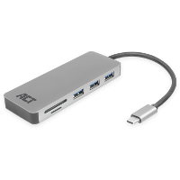 ACT Connectivity USB C hub 3.0, 3X USB A, cardreader, PD pass through dockingstation