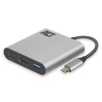 ACT Connectivity USB C multiport adapter voor 1 HDMI monitor, 1x USB A, PD pass through