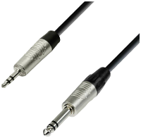 Adam Hall 4 STAR BVW 0150 Audio Aansluitkabel [1x Jackplug male 3,5 mm   1x Jackplug male 6,3 mm (stereo)] 1.50 M Zwart