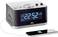 ADE CK 1706 FM Wekkerradio AUX, Bluetooth, SD, FM, USB Zwart zilver