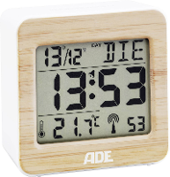 ADE CK1705 Wekker Zendergestuurd Wit, Bamboe