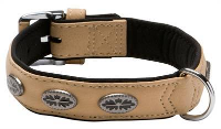 Adori Halsband Voor Hond Artleder Buffalo Deco Beige/zwart #95;_Large 55x3 Cm