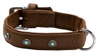 Adori Halsband Voor Hond Artleder Buffalo Deco Bruin #95;_Small 35x2,4 Cm