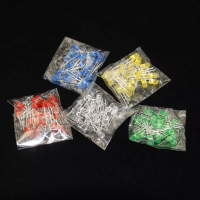 100 Stks 5mm LED diode Diverse Kit Wit Groen Rood Blauw Geel Oranje Roze Paars Warm Wit DIY Light Emitting Diode