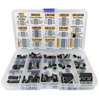 150 Stuks IC chip assortimentsset Opamps Oscillator PWM NE555 LM358 LM324 TDA2030 UC3842 ULN2003 met sockets en adapter