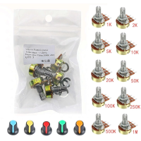 5 Stks/partij WH148 1K 2K 5K 10K 20K 50K 100K 250K 500K 1M Enkele Lineaire Potentiometer met Knoppen