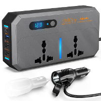 Aemeku 200W Multifunctionele Auto Inverter DC 12V naar AC 220V Converter Auto Stroom Adapter USB Type C PD30W QC3.0 18W