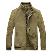Afsjeep Autumn Size L 5xl 100% Cotton Stand Collar Business Casual Loose Mens Jacket