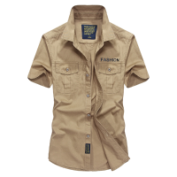 Afsjeep Casual Outdoor Loose Breathable Chest Pockets Short Sleeve Lapel Shirts For Men