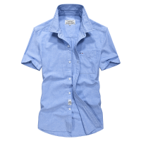 Afsjeep Mens Summer Cotton Casual Outdoor Shirts Short Sleeve Thin Turn Down Collar Shirts